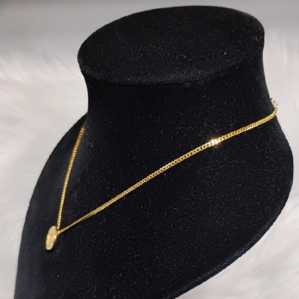 SALE! Authentic Dior CD Plated Gold W Crystal Details Pendant Necklace - Picture 13 of 15